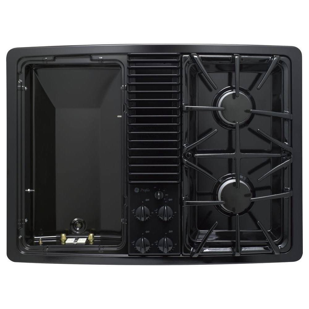 Modular Cooktop GE 30 in. Gas Modular Cooktop in Black with 2 Burners PGP990DENBB - The ...