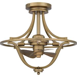 Harvel 21 in. Indoor Weathered Brass Ceiling Fan with Light Kit and Remote