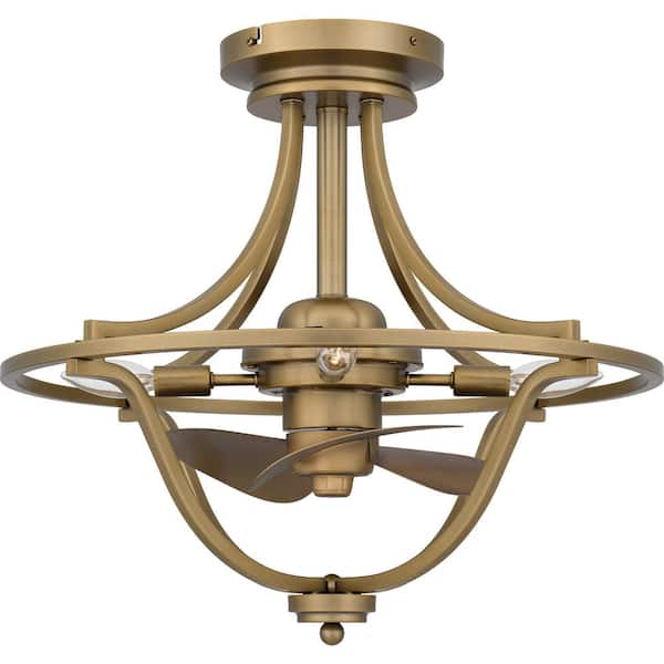 Quoizel Harvel 21 in. Indoor Weathered Brass Ceiling Fan with Light Kit and Remote