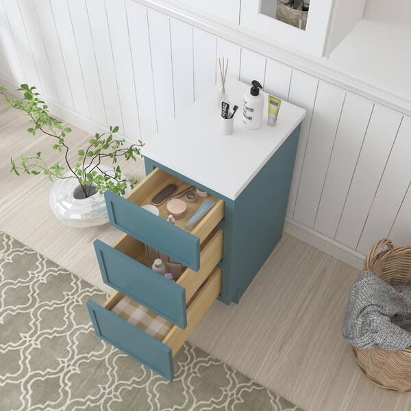 Vanity Art 15 in. W x 21 in. D x 32.5 in. H 3-Drawer Bath Vanity Cabinet Only in Sea Green