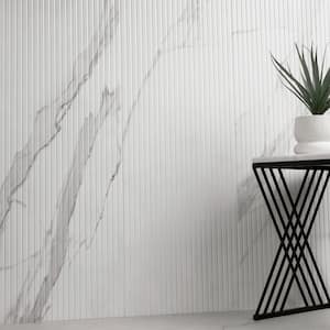 UrbanSlat Marmi Grey 16 in. x 48 in. Satin Fluted Ceramic Wall Tile (15.51 sq. ft./Case)