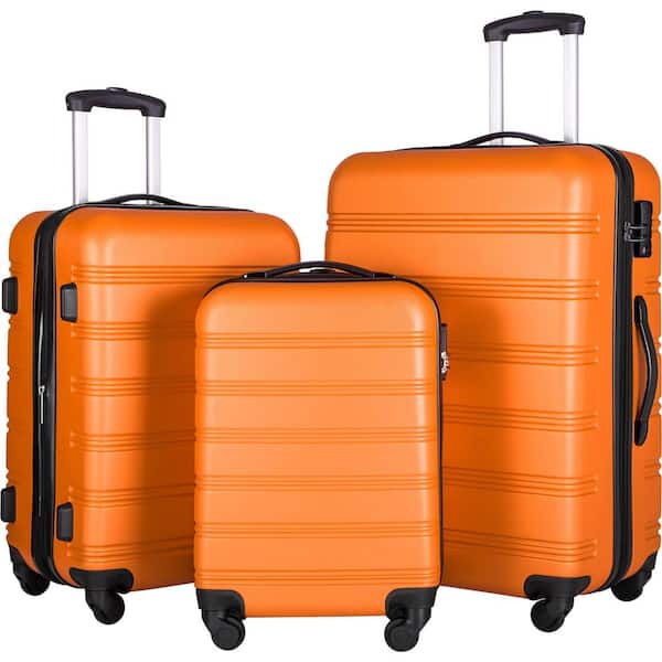 Merax Orange 3-Piece Expandable ABS Hardside Spinner Luggage Set