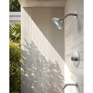 Smart LED Grain Single Handle 2-Spray Wall Mount 5 in. Tub and Shower Faucet 2.5 GPM in Brushed Nickel Valve Included