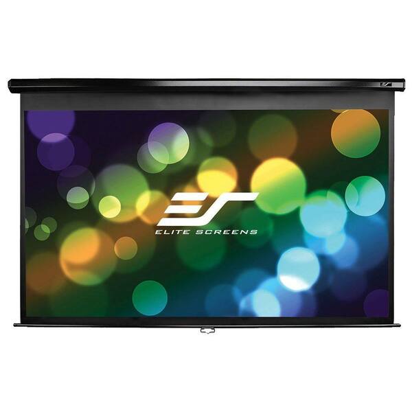 Elite Screens 100 in. Manual Pull-Down Wall and Ceiling Projection Screen with Black Case