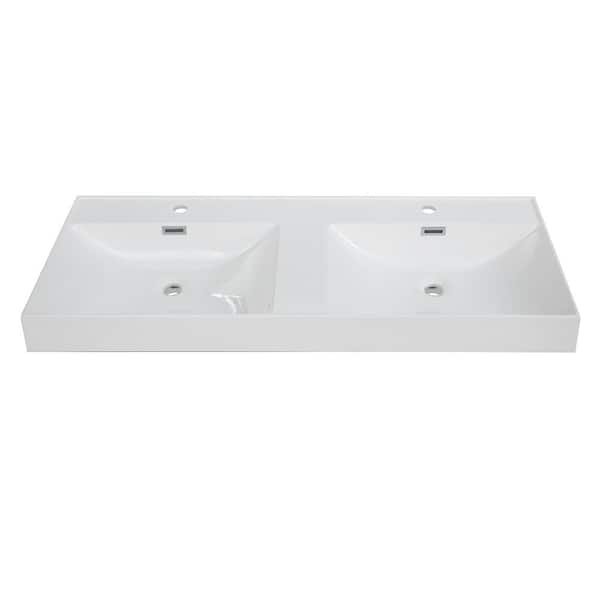 Solid Surface Resin Vanity Top, 48 Vanity Double Sink Top