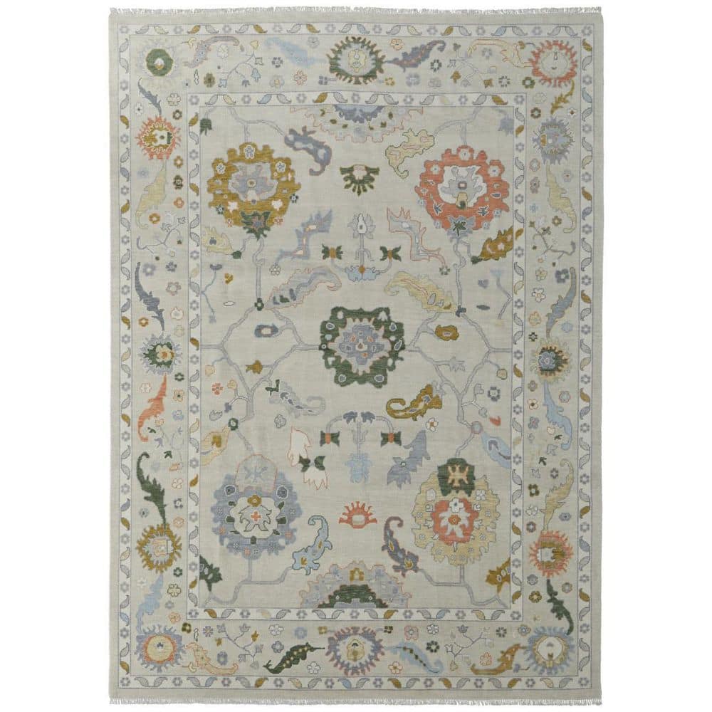 HomeRoots Gray, Ivory, Gold Floral 8 ft. x 12 ft. Area Rug 2000566325 ...