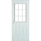 32 in. x 80 in. Colonial 9 Lite 2-Panel Painted White Right-Hand Steel Prehung Front Door with Internal Grille