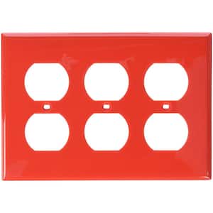 Red 3-Gang Duplex Outlet Wall Plate (1-Pack)