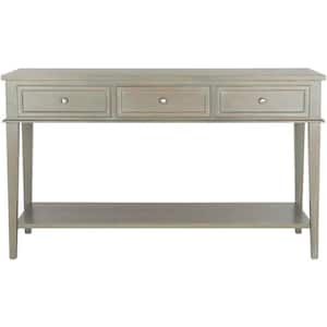 Manelin 60 in. Ash Gray Standard Rectangle Wood Console Table with Drawers