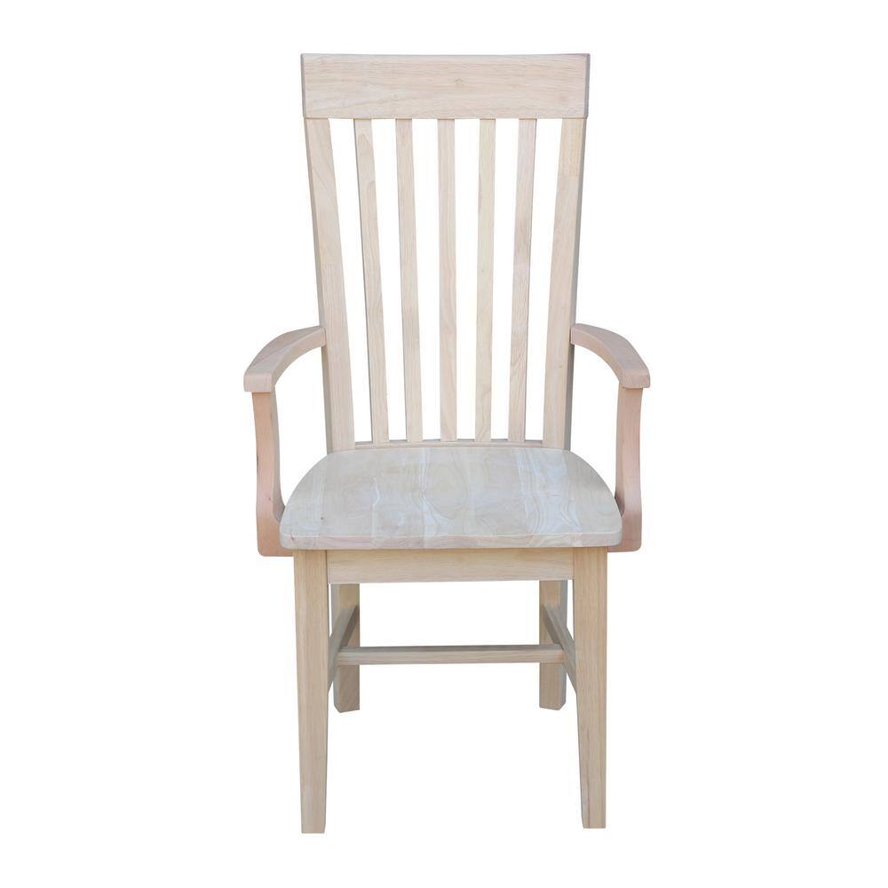 Elegant Tall Mission Brown Wood Slat Arm Chair