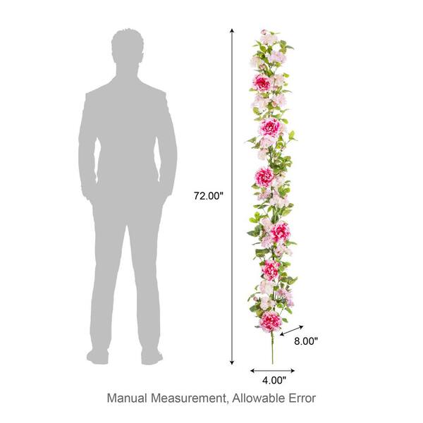 Glitzhome 6 ft. Pink Hydrangea, Artificial Peony and Cherry