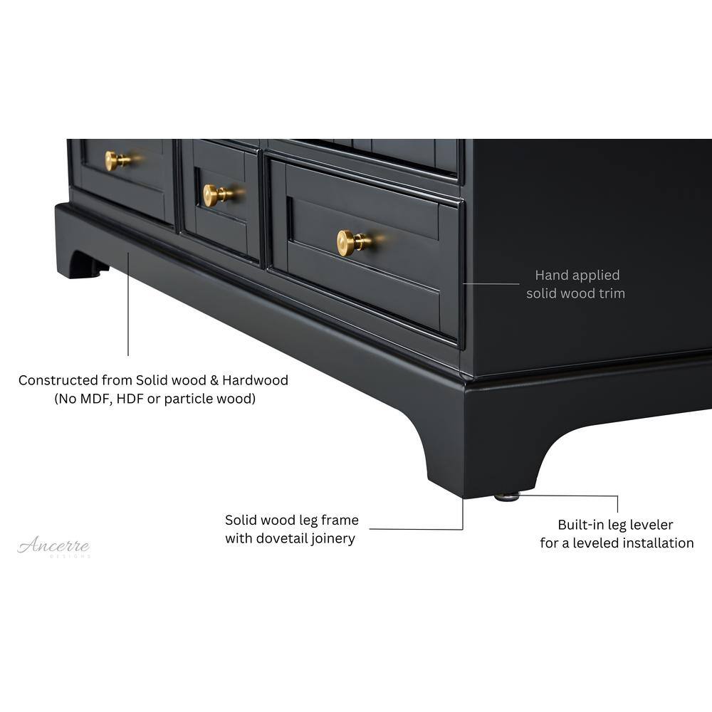 Audrey 60'' Black Onyx Double Bathroom Vanity with Marble Top