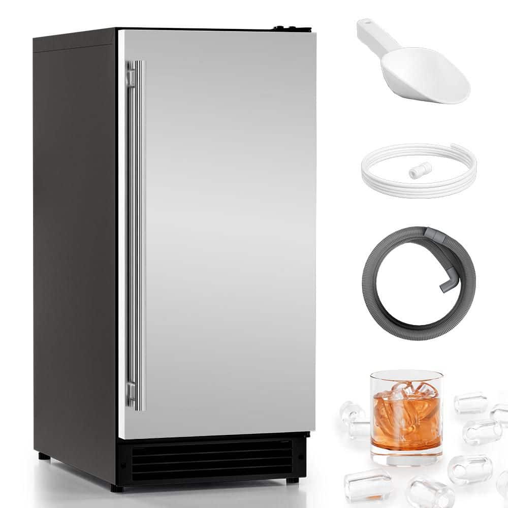15 in. 55 lbs. Bullet Ice Commercial Freestanding/Built-In Ice Maker in Stainless Steel, 26 lb. Storage, Hidden Filter