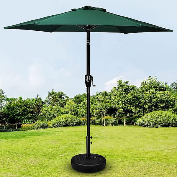 Coporesell 7.5 ft. Stainless Steel Patio Umbrella in Green with Push Button Tilt and Crank