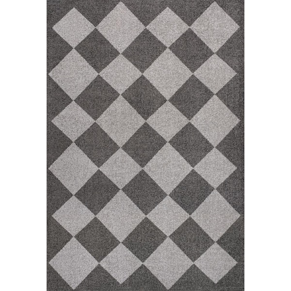 JONATHAN Y Draper Classic Geometric Diamond Pattern Dark Gray/Light Gray 3 ft. x 5 ft. Area Rug
