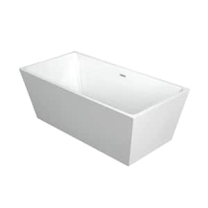 Aqua Eden 53 in. x 30 in. Acrylic Freestanding Soaking Bathtub in White with Drain