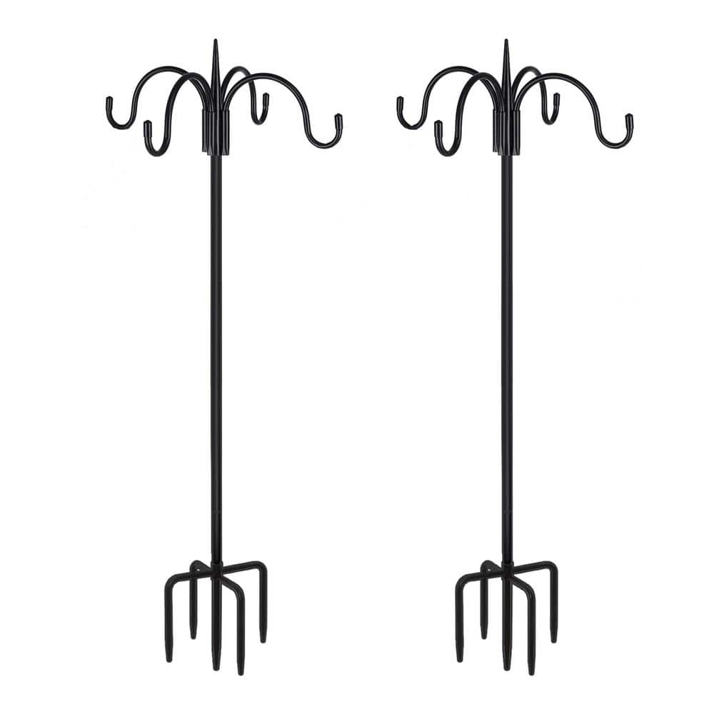 92 in. Metal Four Shepards Hooks for Outdoor, Adjustable Shepard Hooks for