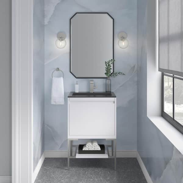 James Martin Vanities Mantova 23.6 in. W x 18.1 in. D x 35.4 in. H Single Bath Vanity Cabinet without Top in Glossy White