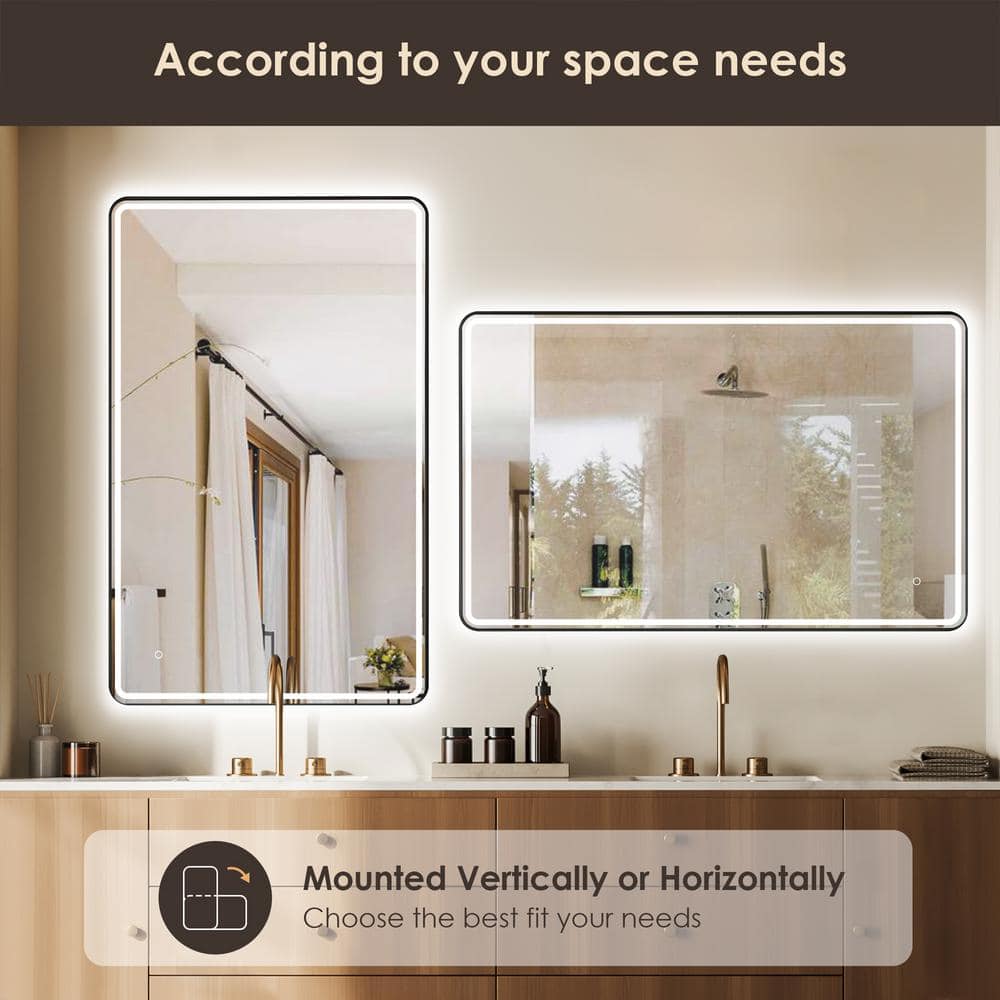 Viaggi 48" Silver and Gold LED Lighted Bathroom Vanity Mirror