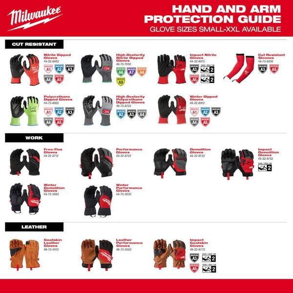 Milwaukee Cut Level 2 Winter Dipped Gloves - Medium (12 Pack) 48-73-7921B