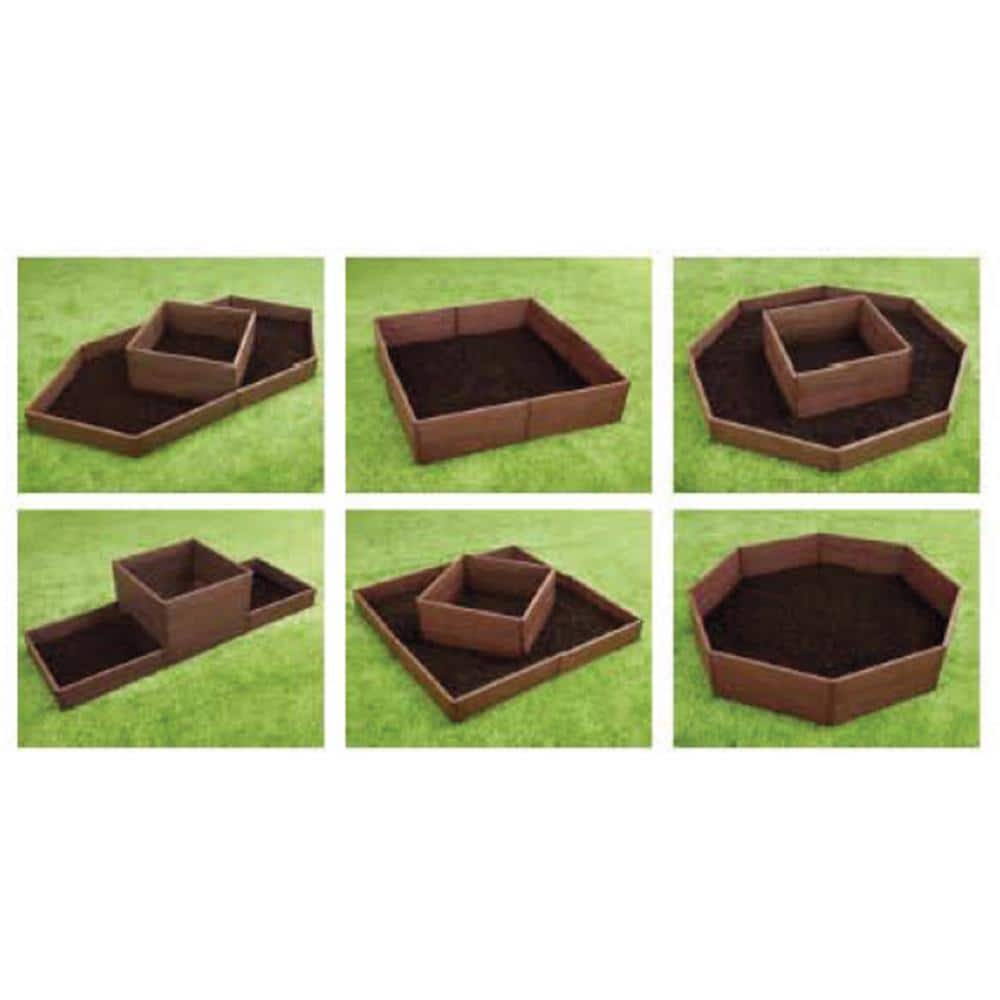 Brown Polyethylene Modular Raised Garden Bed Kit, 4' x 4'