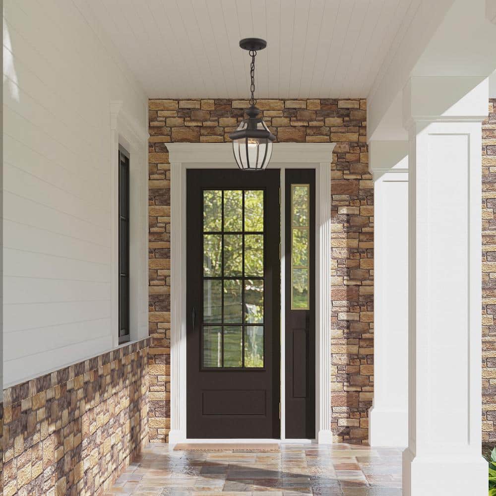 Bronze Clear Glass Outdoor Hanging Pendant Light