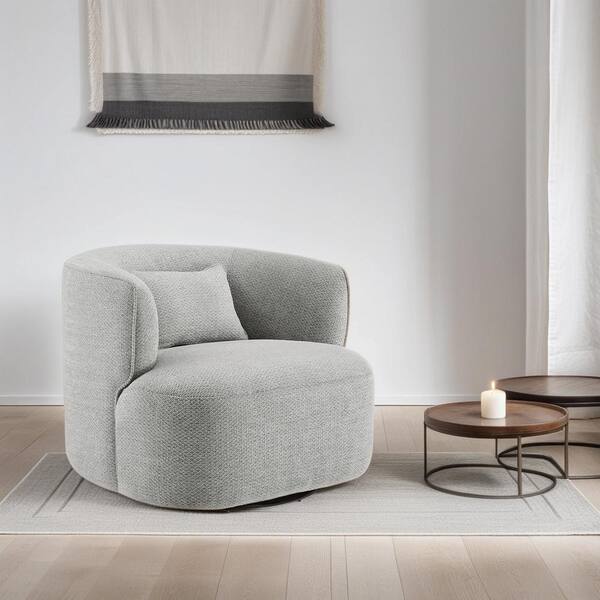 Art Leon Ivina Gray Fabric Swivel Chair with Metal Base