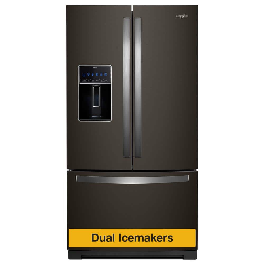 Whirlpool 26.8 cu. ft. French Door Refrigerator in Fingerprint Resistant Black Stainless WRF767SDHV The Home Depot