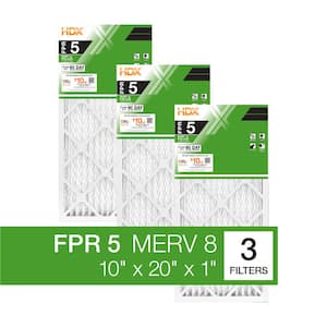 10 in. x 20 in. x 1 in. Standard Pleated Air Filter FPR 5, MERV 8 (3-Pack)