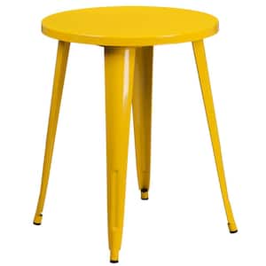Yellow Round Metal Outdoor Bistro Table