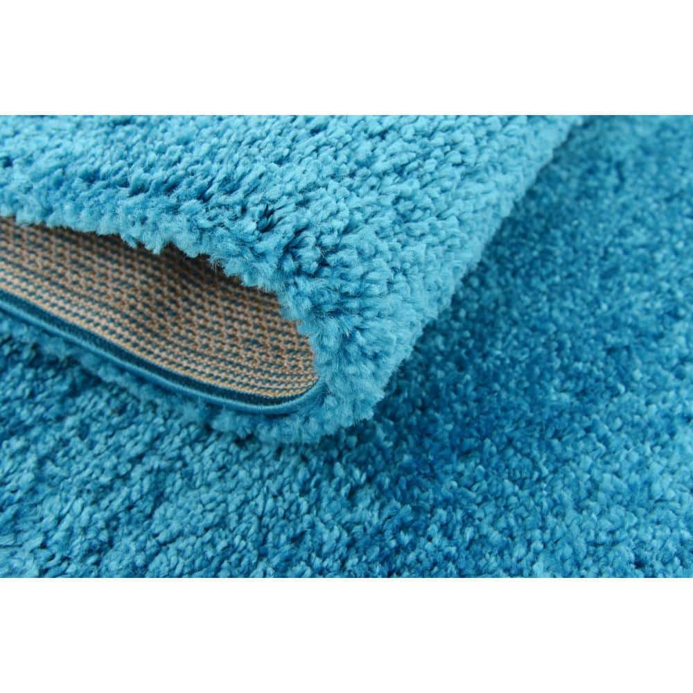 Turquoise Shag Synthetic 5' x 7' Easy Care Area Rug