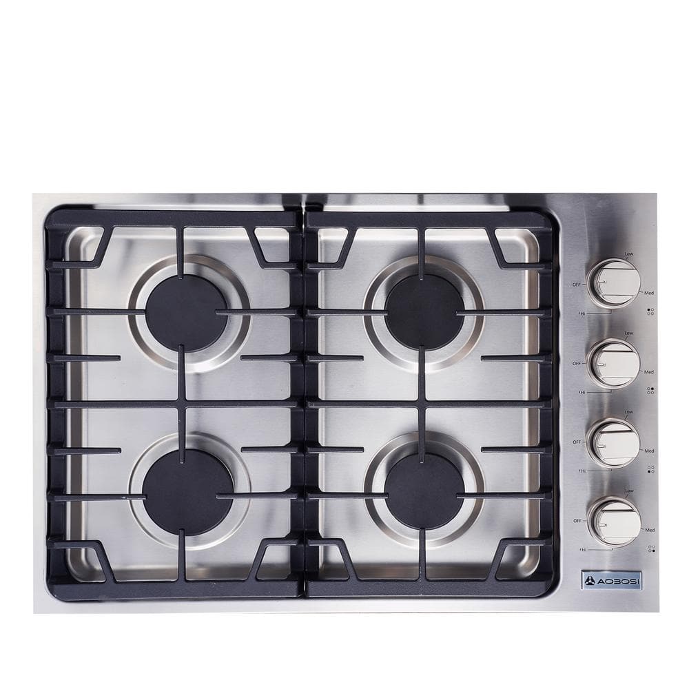 30 in. 4 Burners Recessed Gas Cooktop in Stainless Steel with Knob Control and CSA Certified (46000BTU/120V)