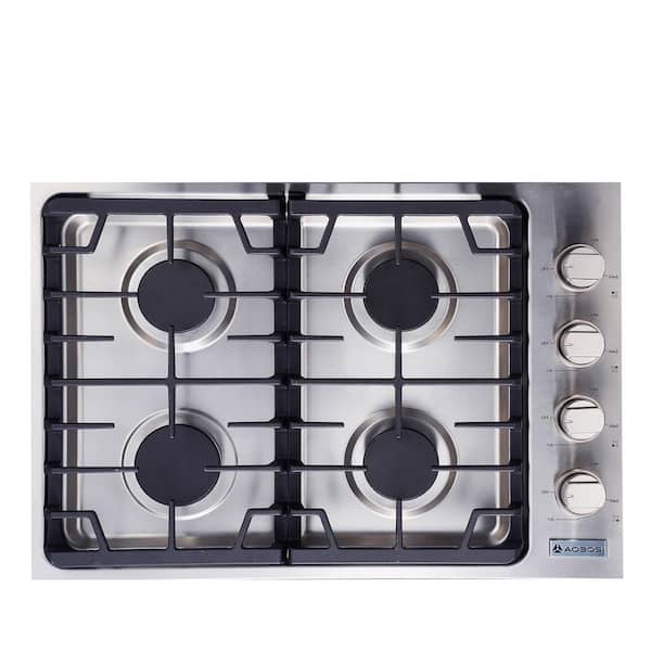 aobosi 30 in. 4 Burners Recessed Gas Cooktop in Stainless Steel with Knob Control and CSA Certified (46000BTU/120V)