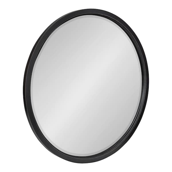 Kate and Laurel 32.00 in. H x 32.00 in. W Hogan Farmhouse Round Framed Black Accent Wall Mirror