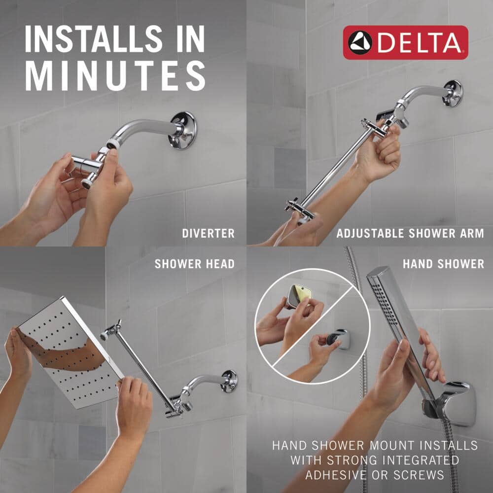 Chrome 10-inch Square Raincan Shower Head and Handheld Combo