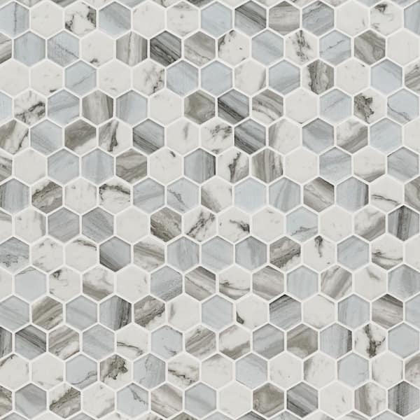 MSI Esperanza 2 in. Hexagon 12 in. x 12 in. x 0.24 in. Glass Mesh-Mounted Mosaic Wall Tile (14.55 sq. ft./Case)