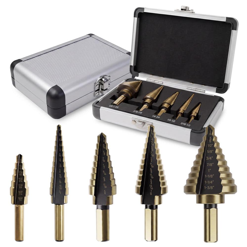 Titanium-Plated High Speed Steel Step Drill Bit Set (5-Piece) with Aluminum Case price history on PriceWatchPro