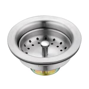 3-1/2 in. Drop-In Kitchen or Bar Sink Basket Strainer in Brushed Stainless Steel