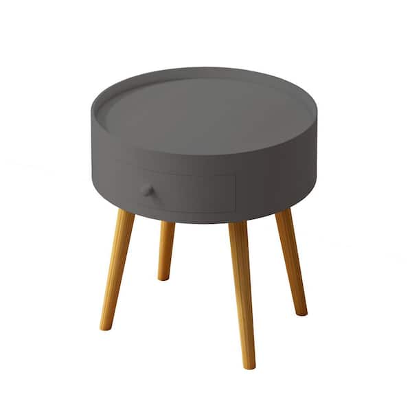 maocao hoom Modern Coffee Table with Drawer, Bedside Table, Sofa Side Table, Oak Table Legs, Gray