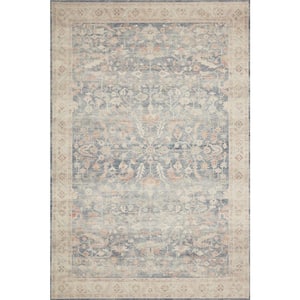 Hathaway Denim/Multi 2 ft. x 5 ft. Traditional Distressed Printed Area Rug