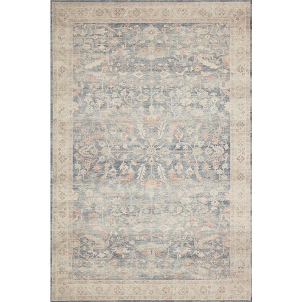 LOLOI II Hathaway Denim/Multi 2 ft. 6 in. x 7 ft. 6 in. Traditional Distressed Printed Runner Area Rug