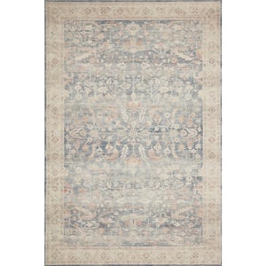 Hathaway Denim/Multi 3 ft. 6 in. x 5 ft. 6 in. Traditional Distressed Printed Area Rug