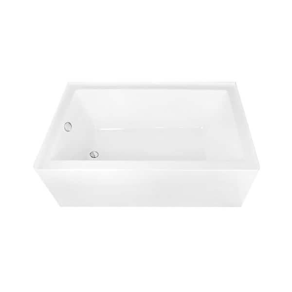 Aqua Eden 60 in. x 36 in. Acrylic Rectangular Alcove Soaking Bathtub with Left Drain in Glossy White/Polished Chrome