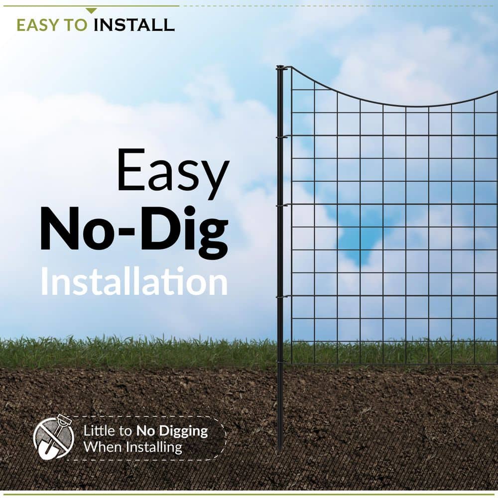 39in Black Metal No Dig Temporary Garden Fence Panels