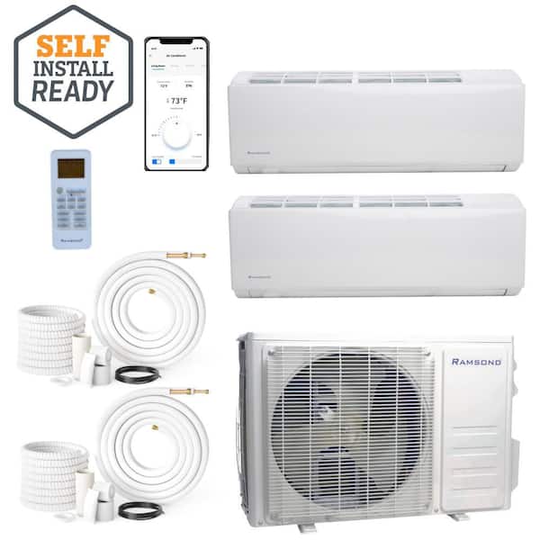 27000 BTU 2.25 Ton Dual Wall Mount Ductless Mini Split Air Conditioner with Heat Pump 220-Volt