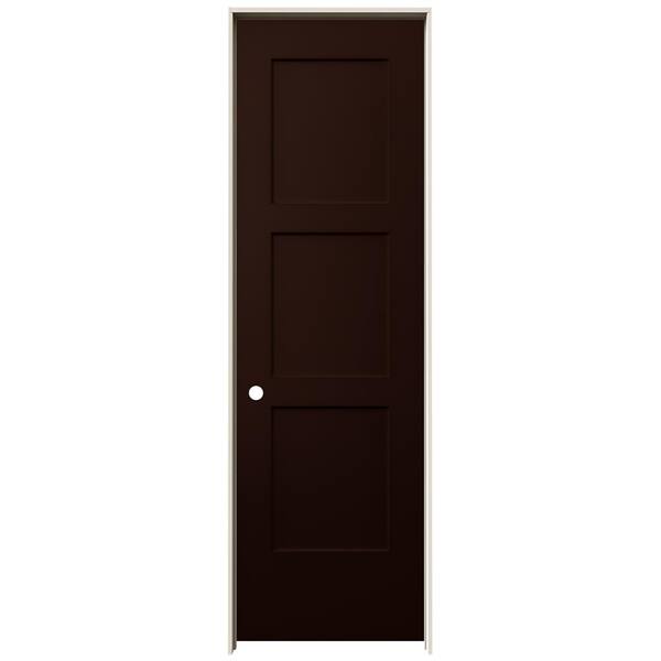 JELD-WEN 24 in. x 80 in. Birkdale Espresso Stain Right-Hand Smooth Solid Core Molded Composite Single Prehung Interior Door