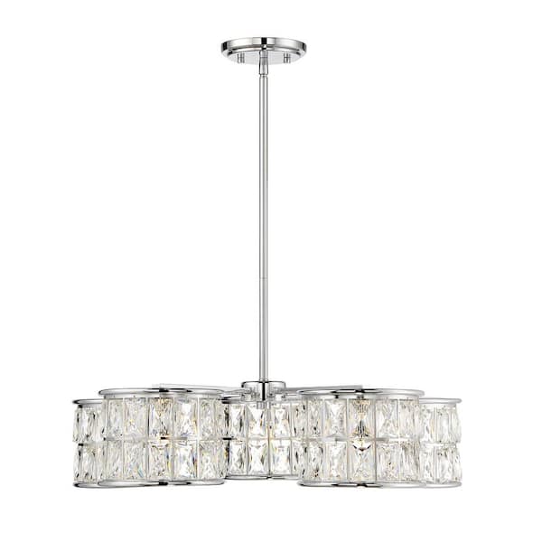 Filament Design 5-Light Polished Chrome Pendant with Clear Crystal Accents