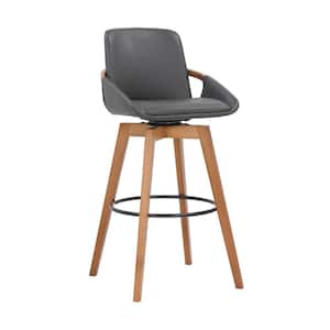 30 in. Silver High Back Metal Frame Bar Stool with Faux Leather Seat