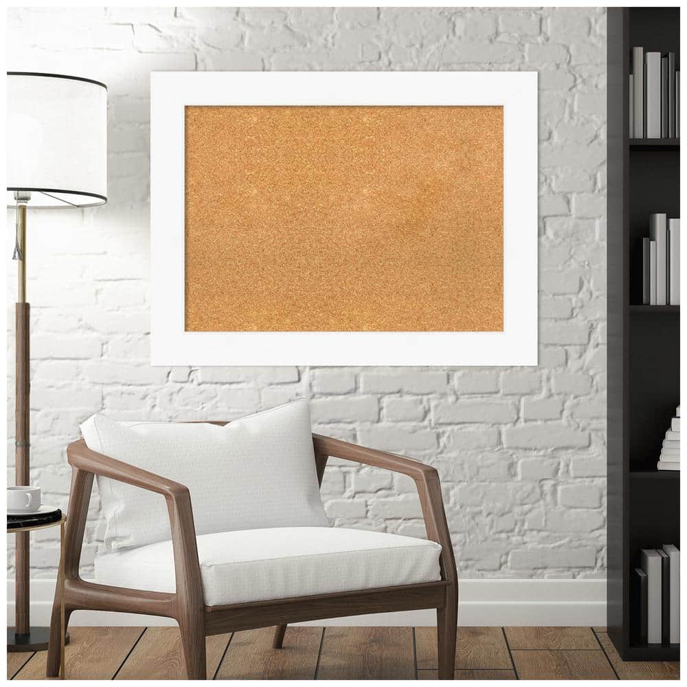 Amanti Art White Framed Natural Corkboard, 36" x 28"