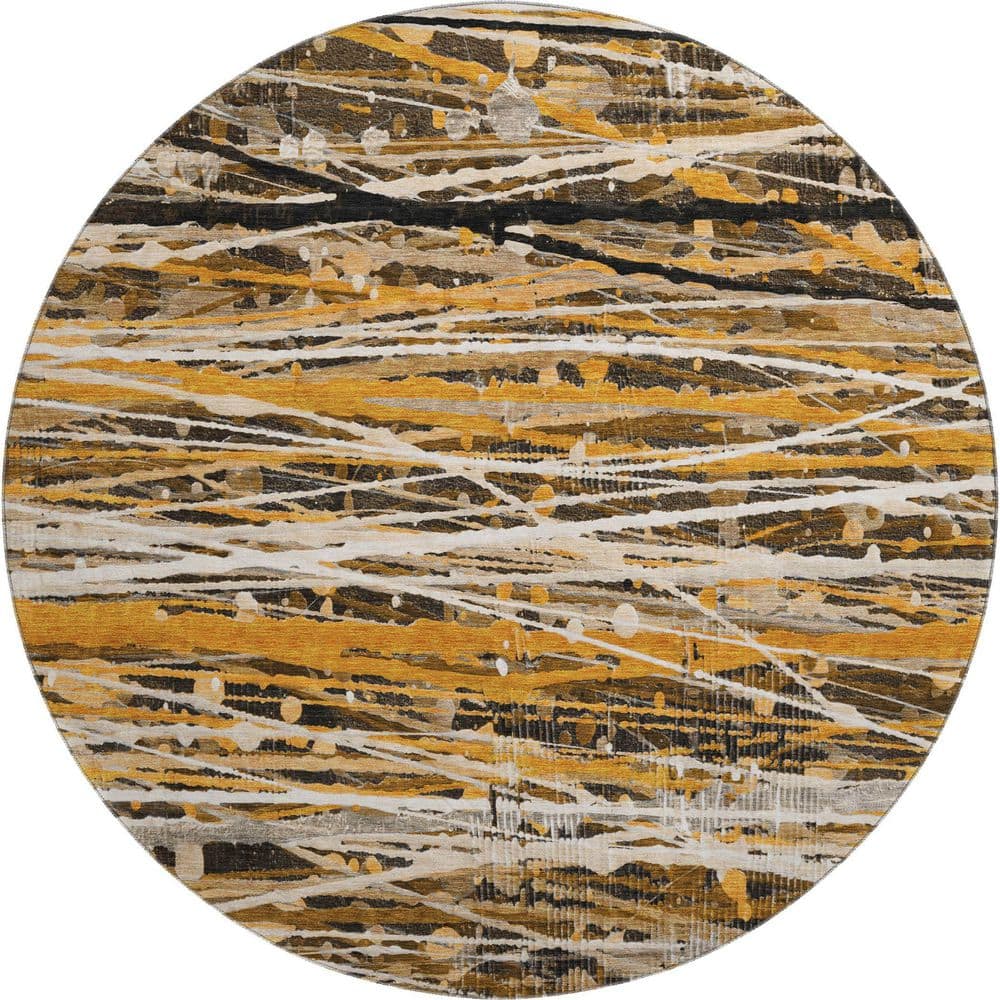 Mayfield Premium Machine Washable Abstract AMF2126 Copper 8 ft. x 8 ft. Round Rug price history on PriceWatchPro